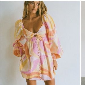 NWT SABO SKIRT ALYA BABYDOLL DRESS PINK AND ORANGE SMALL